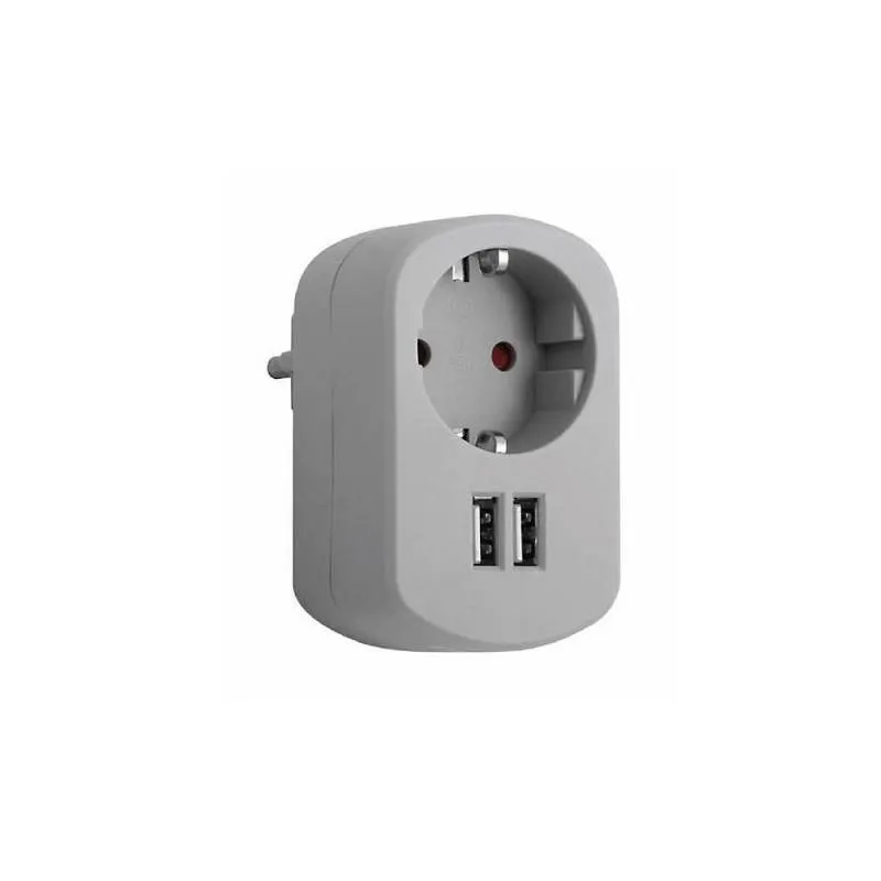 Adaptador combi con 1 toma 16A y 2 USB 2.1A - Simon Brico