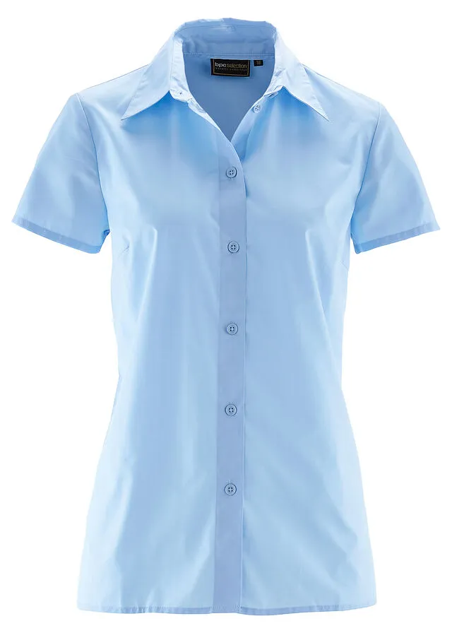 Blusa básica de manga corta azul pálido