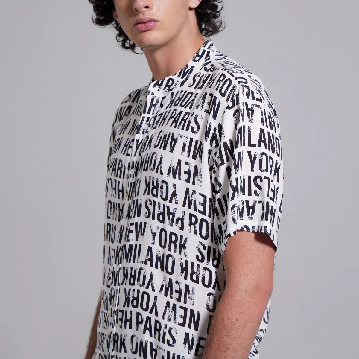 Camisa Cuello Mao Manga Corta