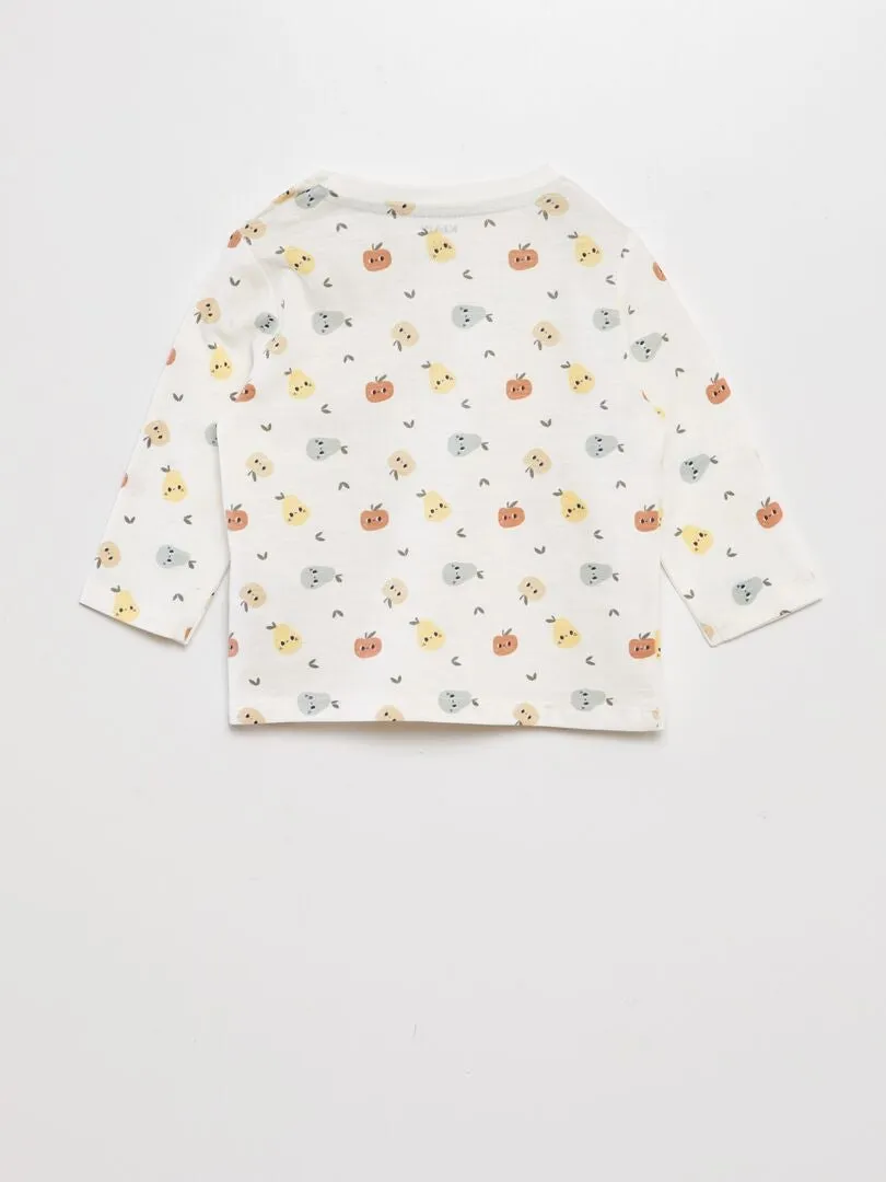 Camiseta estampada de manga larga - BLANCO