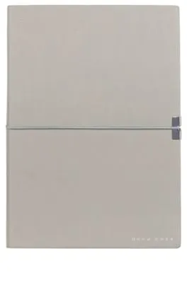 Cuaderno A5 en piel sintética gris con cinta elástica