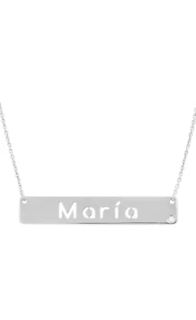 Gargantilla personalizada de oro blanco y diamante para poner nombre sobre chapa 287_G728