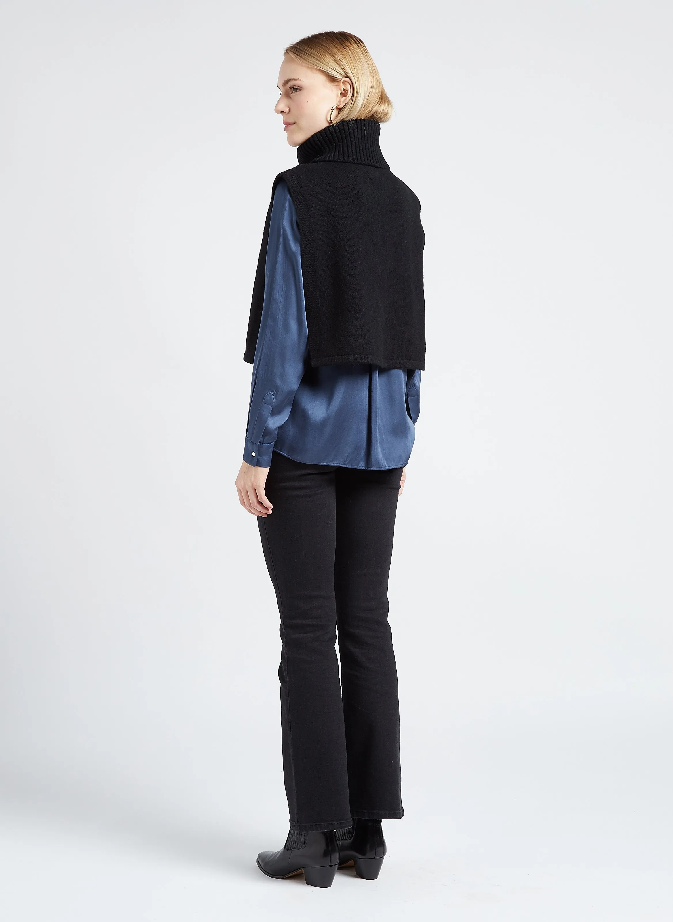MAISON 123 CARLA - Camisa satinada con cuello clásico en gris