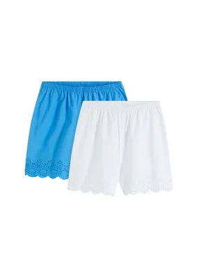 Pantalón corto de pijama Blanco-azul brillante