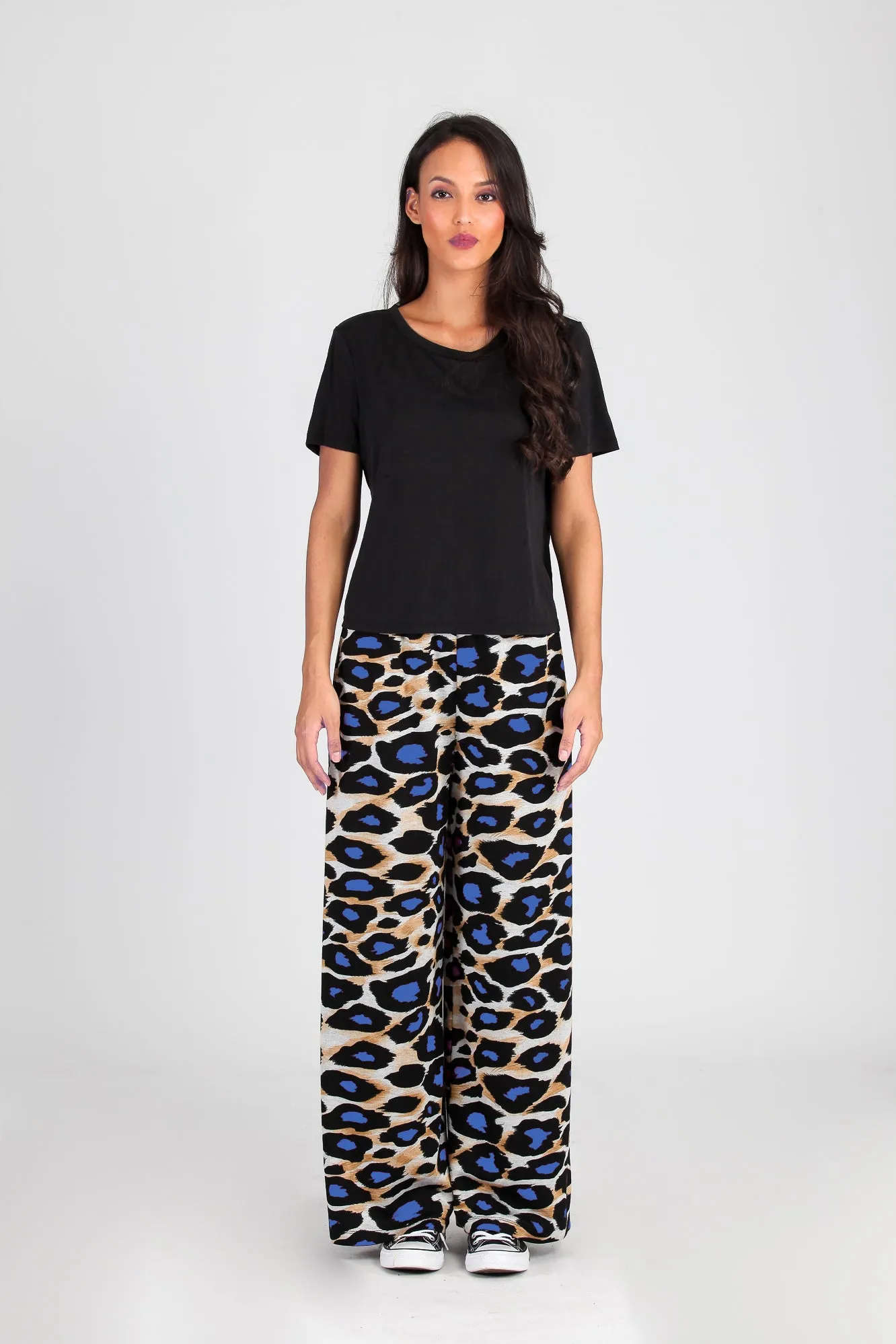 Pantalón holgado print azul