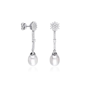 Pendientes plata primera ley y perlas cultivadas "Némeris"