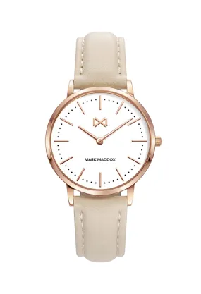 Reloj Mark Maddox colección Greenwich acero chapado y piel color crema 145_MC7109-07