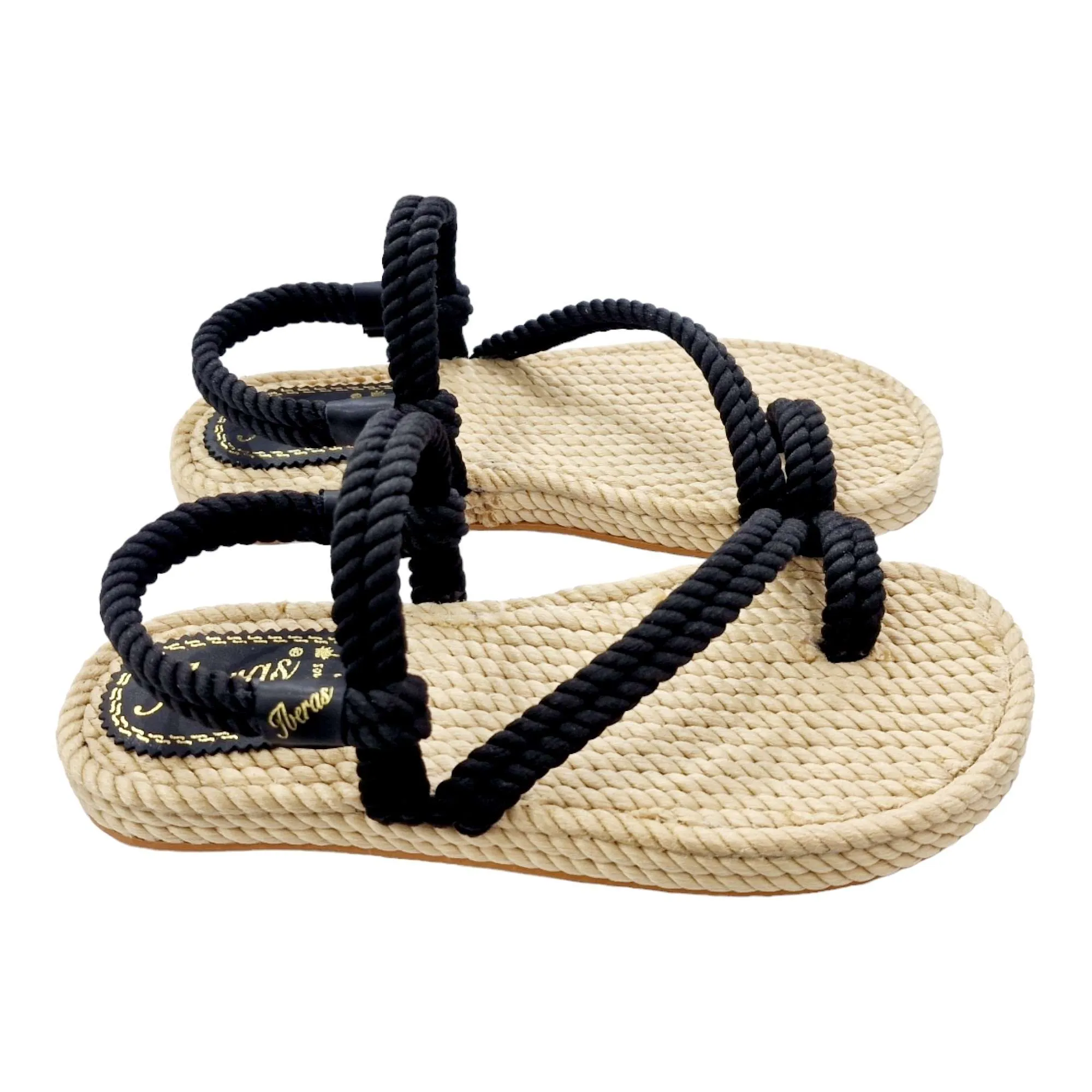 SANDALIAS HOMBRE CUERDAS ESCLAVA CON TALONERA NEGRO