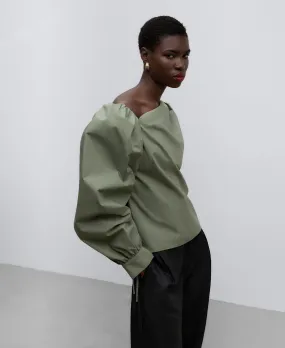 Top asimétrico verde mujer