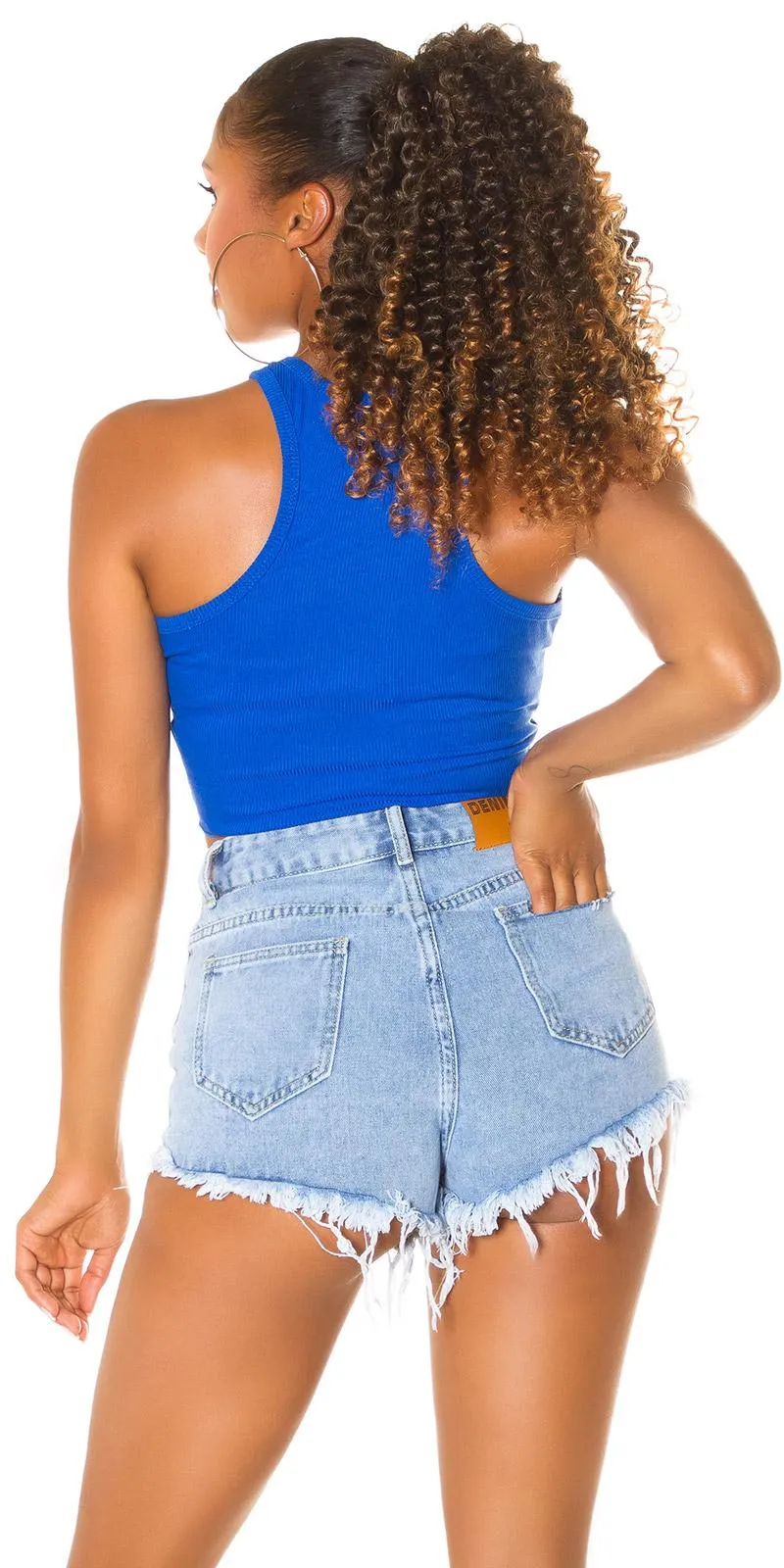 Top crop moda mujer Azul