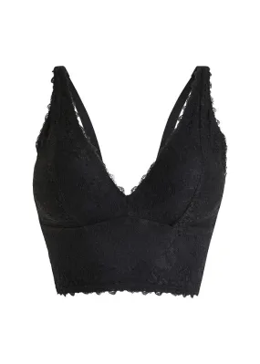 Top de encaje con poliamida reciclada Negro