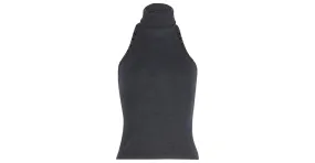 Top de noche con pedrería y cuello halter en seda negra de Max Mara Negro 