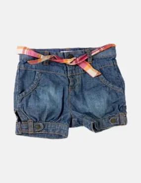 Vertbaudet Short denim azul cinturón