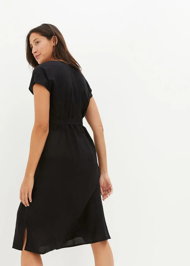 Vestido premamá/de lactancia con botones Negro